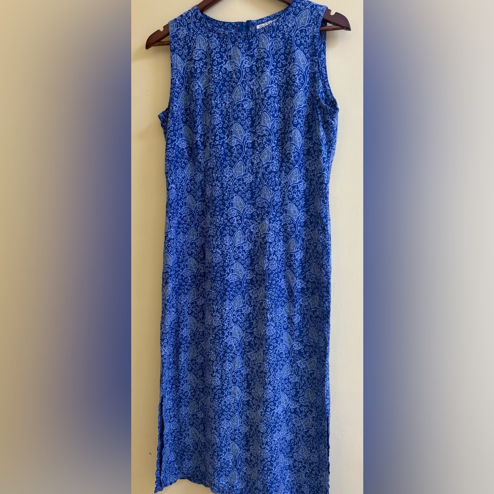 White Rice Blue & Gray Paisley Print Boho Dress XL Pre~Loved